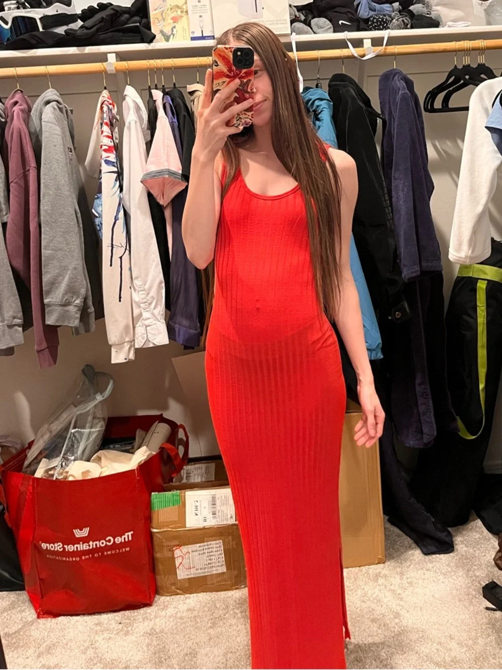 Derek Heart Tank Ribbed Maxi Dress - Coral pink - Picture 4 of 5